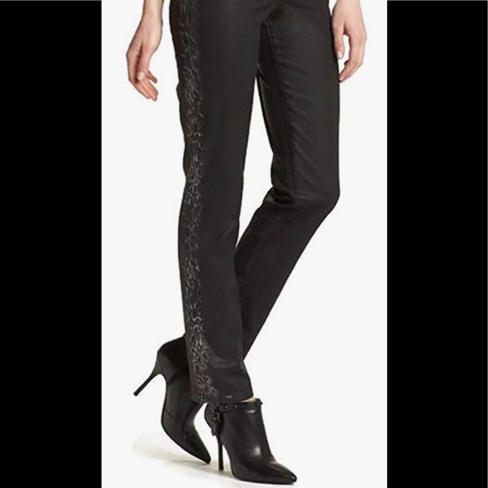 NYDJ‎ Sheri Skinny Black Coated Leather Look 4P